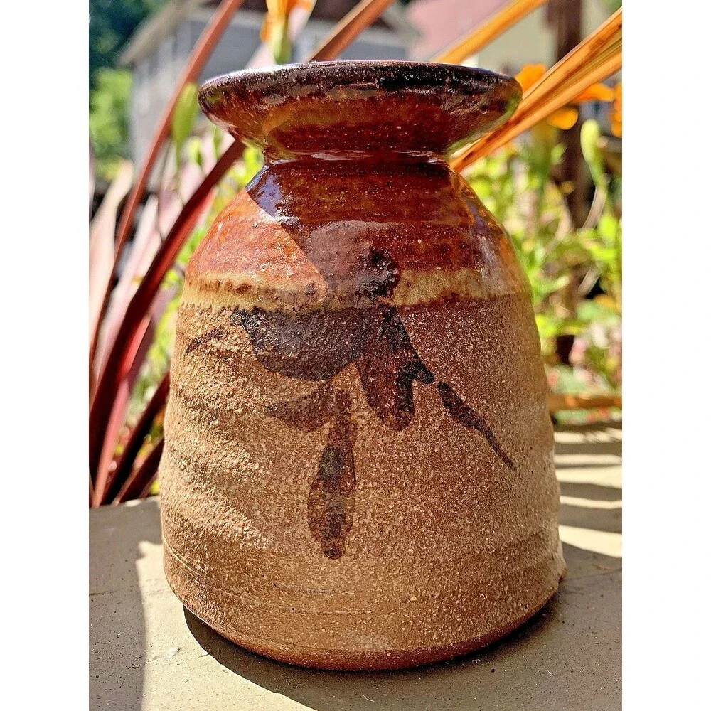 JIM RENO STUDIO ART POTTERY VASE SIGNED BRUTALIST WABI SABI STONEWARE EARTHCORE